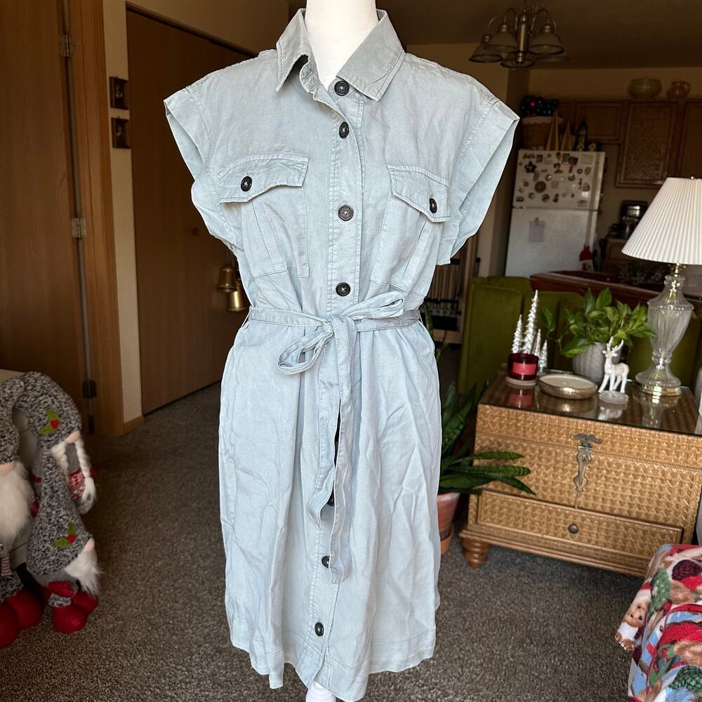 Evereve Sanctuary button down front tie dress NWT